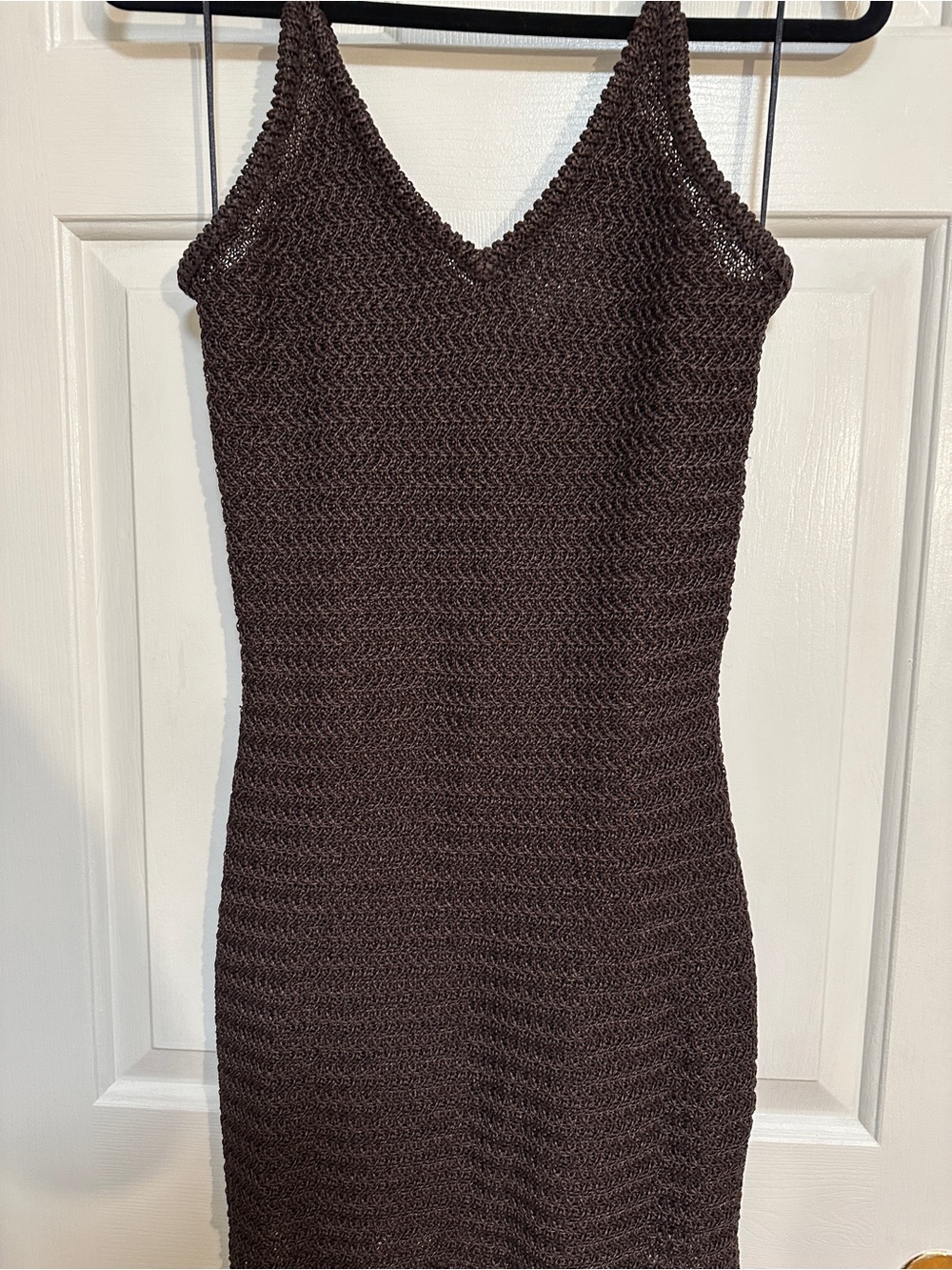 H&M Viral Brown Crochet Fringe Maxi Dress size Medium - Picture 9 of 14